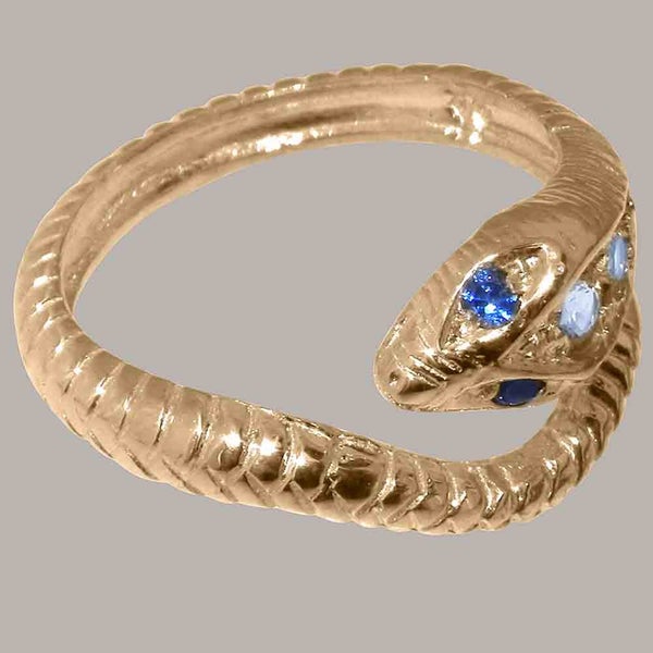Rose Gold Natural Aquamarine & Sapphire Womens Band Ring - Full 18k UK Hallmark Carousel 2