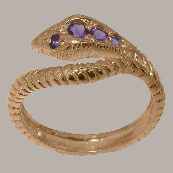 Rose Gold Natural Amethyst Womens Band Ring - Full 14ct Gold UK Hallmark Carousel 1