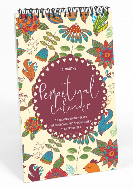 Inkdotpot Floral Perpetual Calendar, Important Dates to Remember- 6x9 Monthly Carousel 1