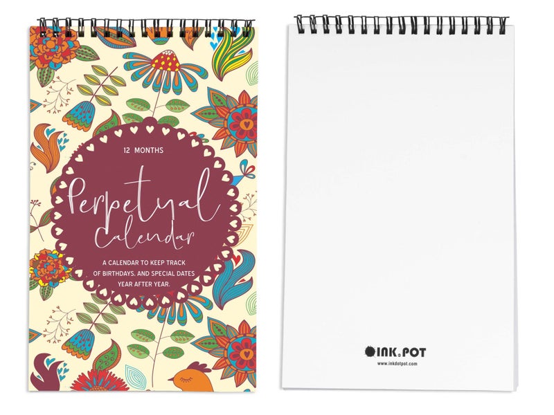 Inkdotpot Floral Perpetual Calendar, Important Dates to Remember- 6x9 Monthly Carousel 2