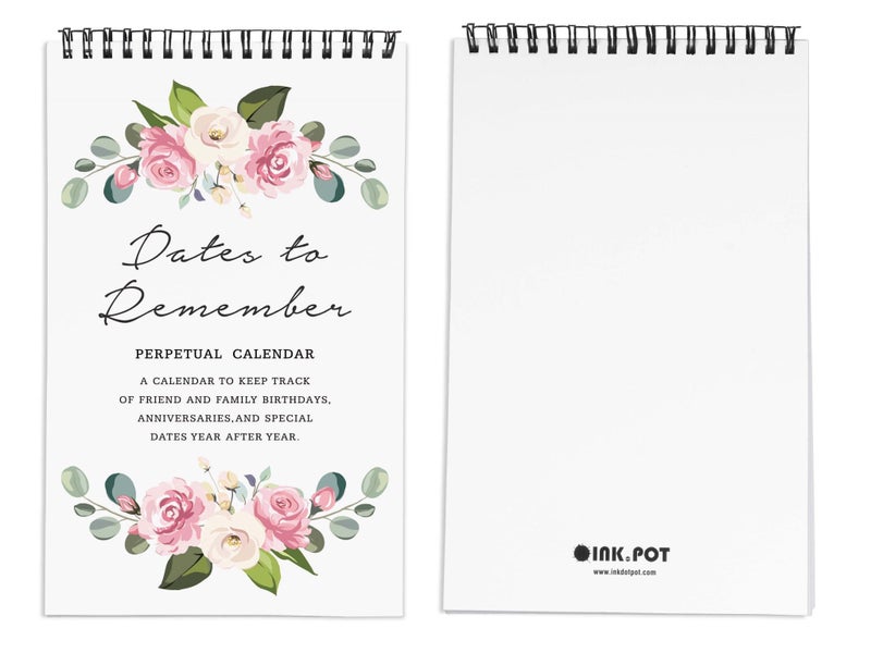 Inkdotpot Floral Perpetual Calendar, Important Dates to Remember- 6x9 Monthly Carousel 2