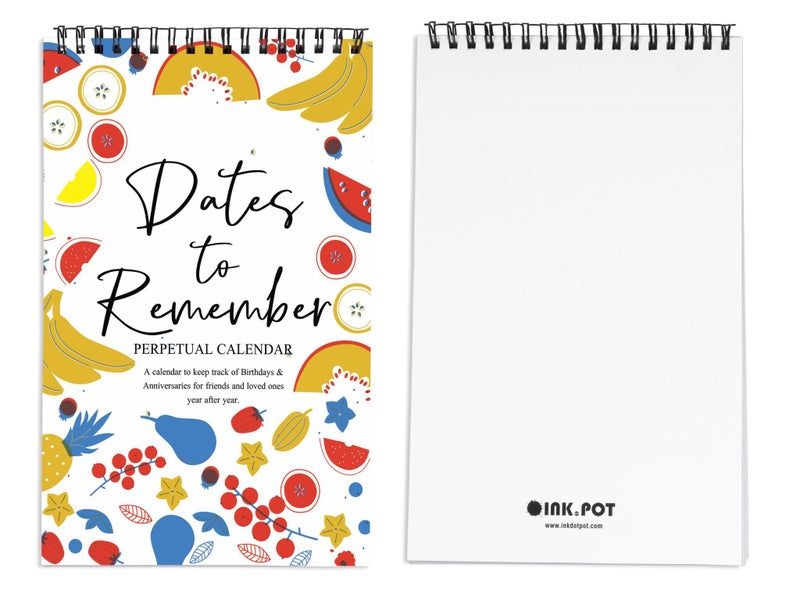 Inkdotpot Fruits Perpetual Calendar, Important Dates to Remember- 6x9 Monthly Carousel 2