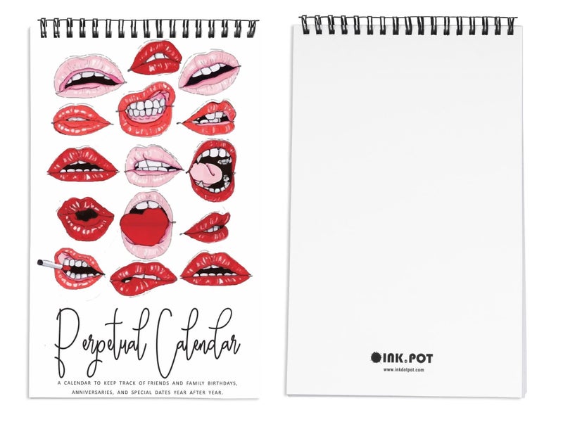 Inkdotpot Lips Perpetual Calendar, Important Dates to Remember- 6x9 Monthly and Carousel 2