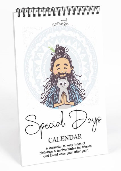 Inkdotpot Namaste Perpetual Calendar, Important Dates to Remember- 6x9 Monthly Carousel 1
