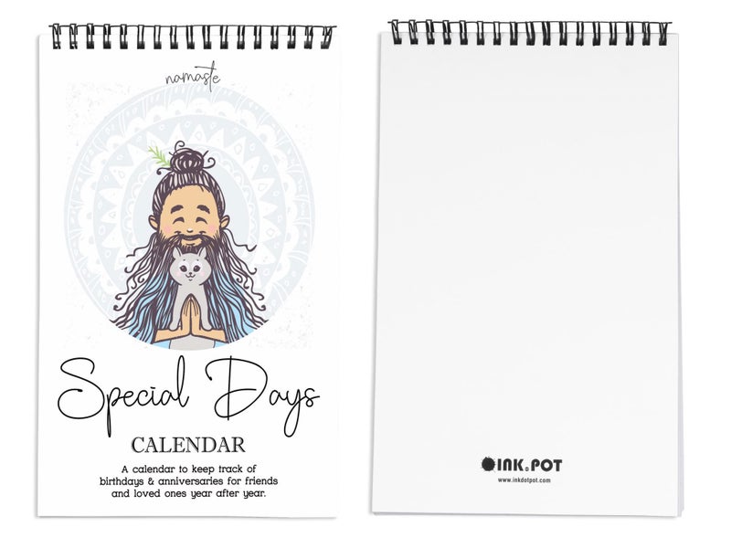 Inkdotpot Namaste Perpetual Calendar, Important Dates to Remember- 6x9 Monthly Carousel 2
