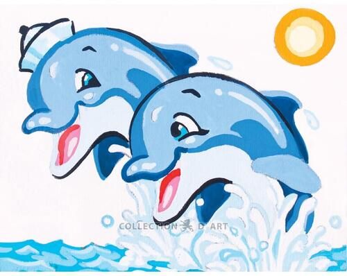 Collection D'Art Tapestry Canvas 20X25 Two Leaping Dolphin Carousel 1