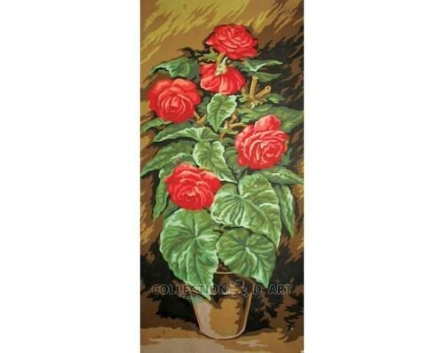 Collection D'Art Tapestry Canvas 30X60 Red Roses Carousel 1