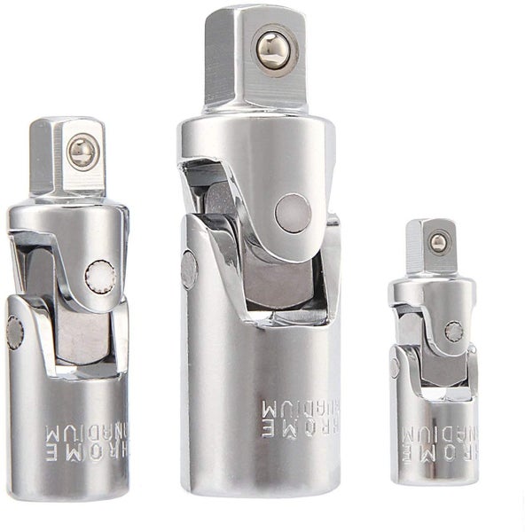 3PCS 1/4" 3/8" 1/2" Drive CR-V Impact Swivel Universal Joint Socket Adapters Set Carousel 1