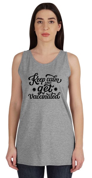 Inkmeso Keep Calm And Get Vaccinated Shirt Funny Pro-Vaccine Womens Tank Carousel 1