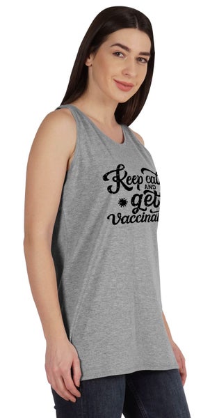 Inkmeso Keep Calm And Get Vaccinated Shirt Funny Pro-Vaccine Womens Tank Carousel 2