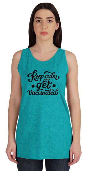 Inkmeso Keep Calm And Get Vaccinated Shirt Funny Pro-Vaccine Womens Tank Carousel 1