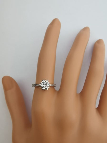 1ct Moissanite Diamond Ring S925 Silver 18K White Gold Plated With Side Stones62984192900611114