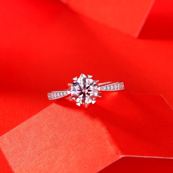 1ct Moissanite Diamond Ring S925 Silver 18K White Gold Plated With Side Stones62984192900611111