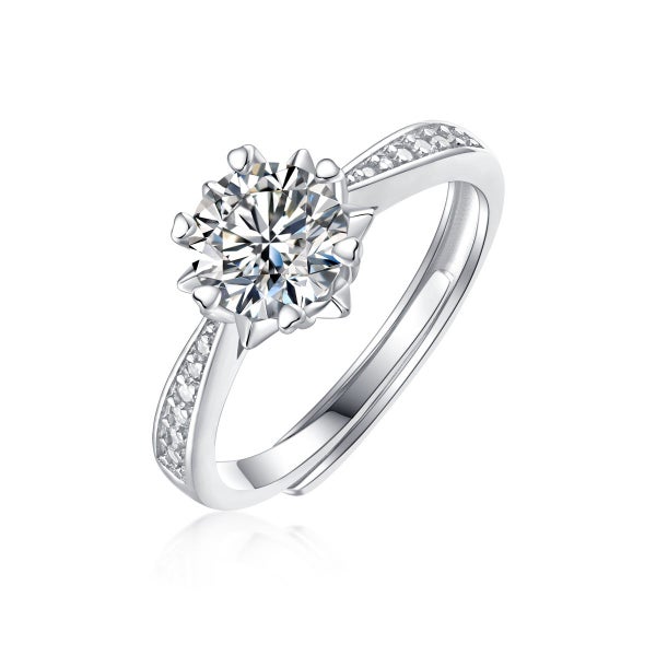1ct Moissanite Diamond Ring S925 Silver 18K White Gold Plated With Side Stones629841929006111118