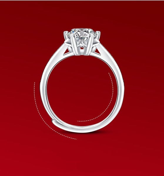 1ct Moissanite Diamond Ring S925 Silver 18K White Gold Plated With Side Stones62984192900611113