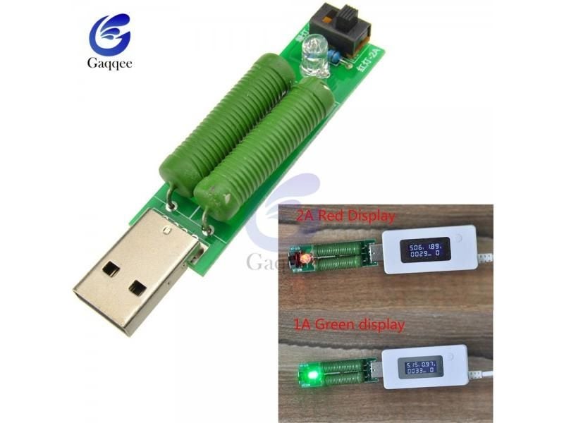 USB Mini Discharge Interface Load Resistor With Switch 1A Green 2A Red LED Carousel 1