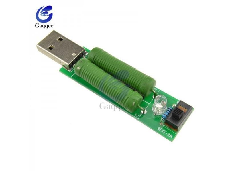USB Mini Discharge Interface Load Resistor W/Switch 1A Green 2A Red LED Battery Carousel 1