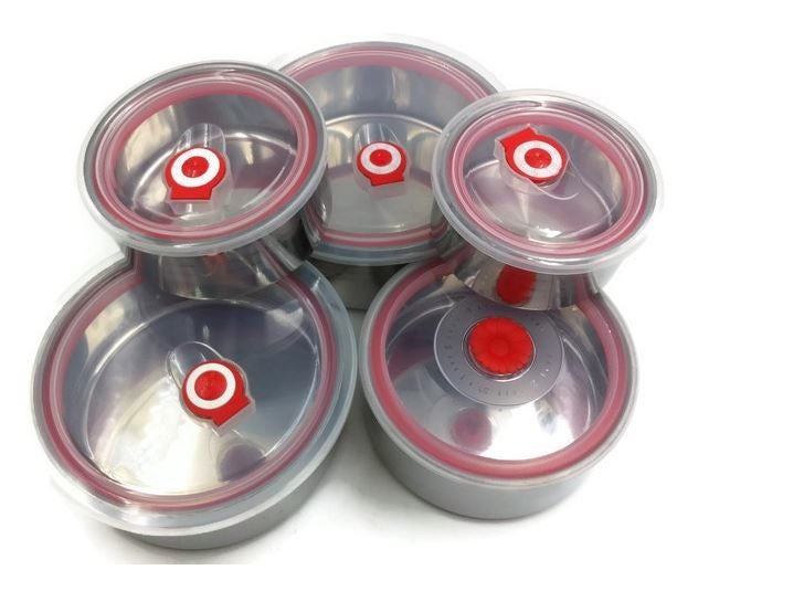 Food Warmer Double Deck Stainless Steel Food Storage Box 5pcs Carousel 1