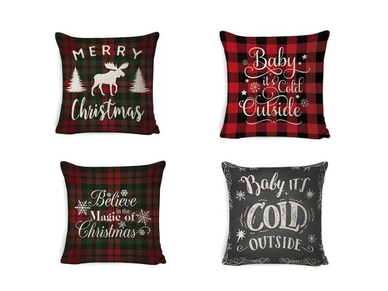 4 X Christmas Printed Pillowcase Cushion Cover Home Decor Style 5 6 7 8 Carousel 1