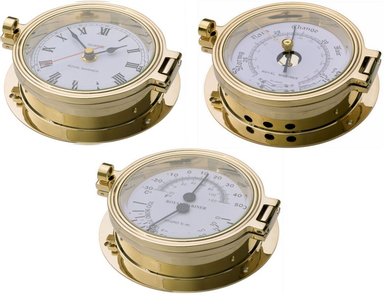 Royal Mariner® 140mm Ships clock + Barometer + Thermo /Hygro Royal Mariner NZ Carousel 1