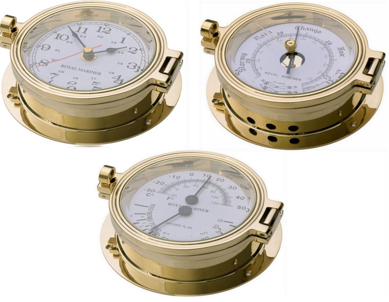 Royal Mariner® 140mm Ships clock + Barometer + Thermo /Hygro Royal Mariner NZ Carousel 2