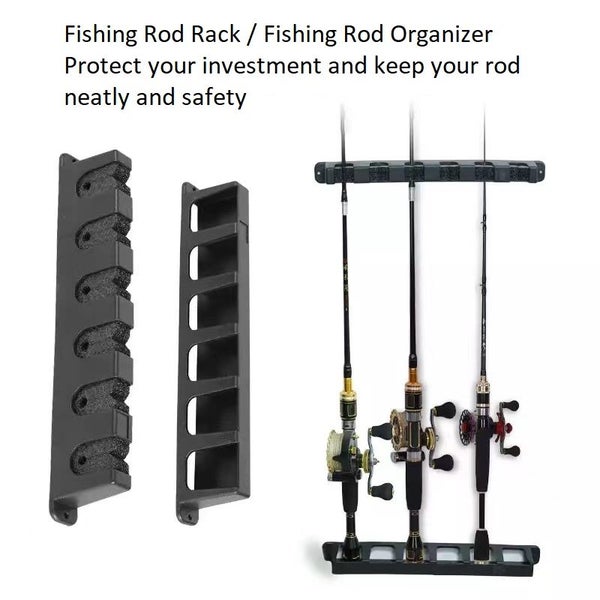 Wall mount Fishing rod rack Fishing rod organizer rod holder : BidBud