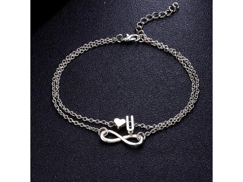 Vintage Silver Anklet With Letter Heart For Women's Infinity Bracelets Carousel 1