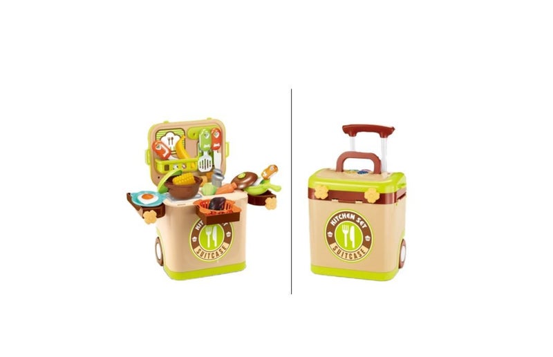 PTN Suitcase Kid Kitchen Toy Cooking Pretend Play Set Toddler Education Playset Carousel 1