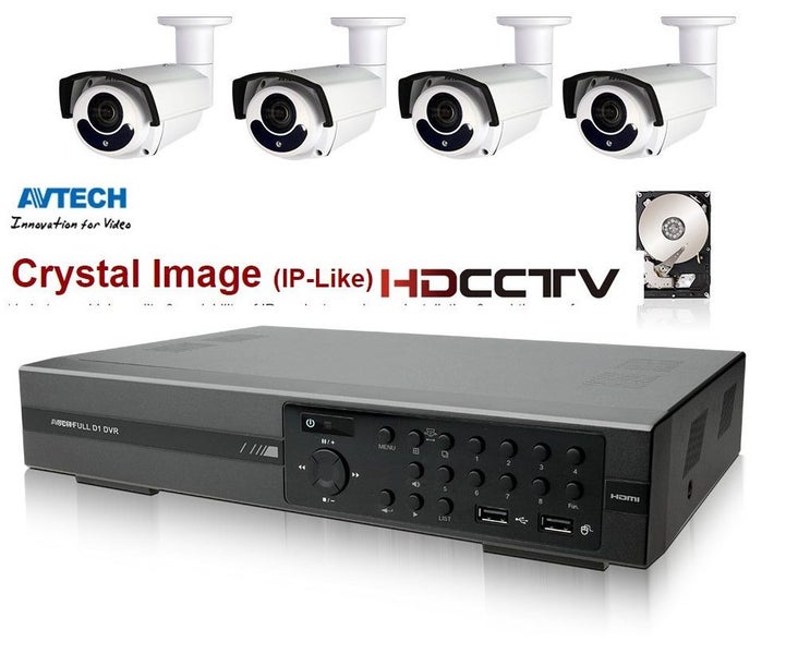 CCTV 4 Channels DVR AVTECH 4 AHD 1080p Full High Definition WDR Cameras, 1TB HDD Carousel 2