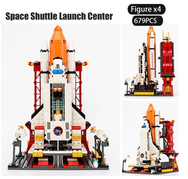 679pcs Space shuttle launch centre with space shuttle, control tower and vehicle Carousel 1