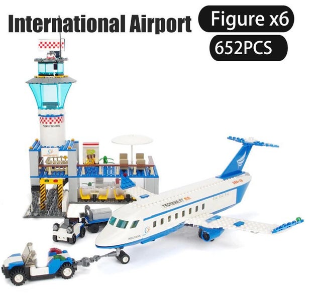 652pcs International airport, watchtower, plane and vehicles Carousel 1