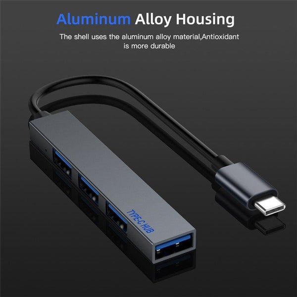 Type-C to 4USB 2.0 HUB Splitter OTG Adapter Cable for PC Laptop Notebook gray-2 Carousel 2
