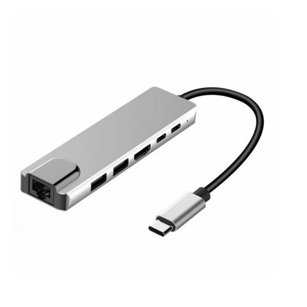 6-in-1 USB Type C Hub Dock with 4K HDMI RJ45 Ethernet Lan USB Charge As shown-1 Carousel 1