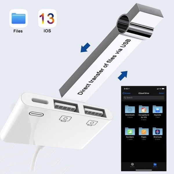 Card Reader for Iphone to USB lightning OTG white Carousel 2