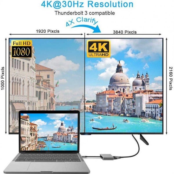 Type-c to Hdmi+vga 4 in 1 Docking Station USBC Concentrator gray - 1 Carousel 6