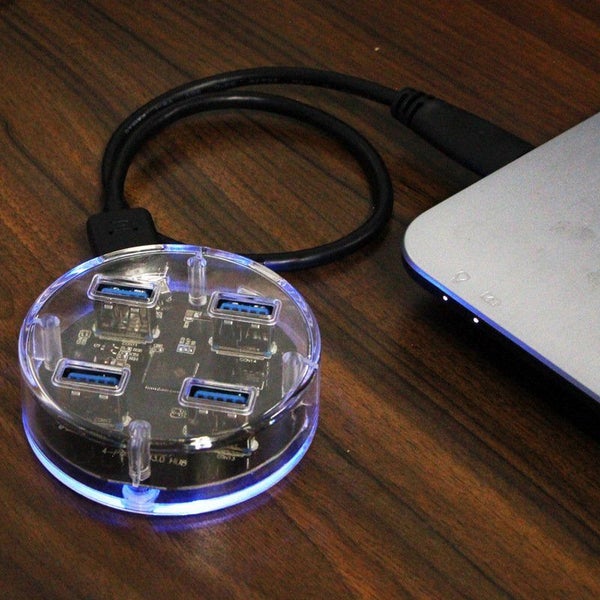 USB 3.0 HUB Splitter Power Supply for PC Desktop Laptop Transparent - BLACK Carousel 6