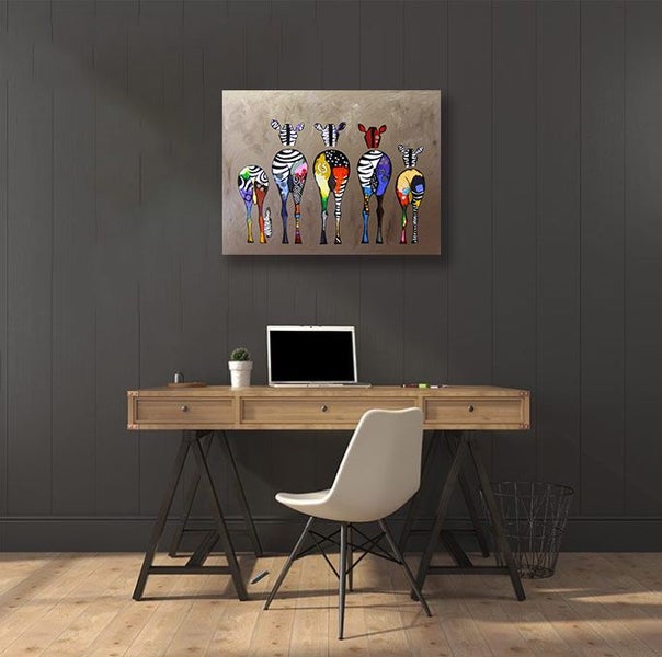 Free Shipping: Framed Canvas Print - Zebra Art Carousel 3