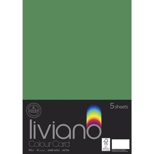 Liviano Heavy Colour Card - 300gsm A3 (Green) - Pack of 5 Carousel 1