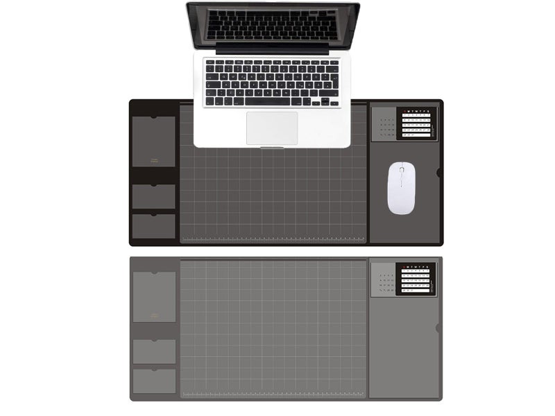 2X Black Grey Office Mouse Mat with Waterproof PVC Cover Visible Pocket for Card Carousel 1