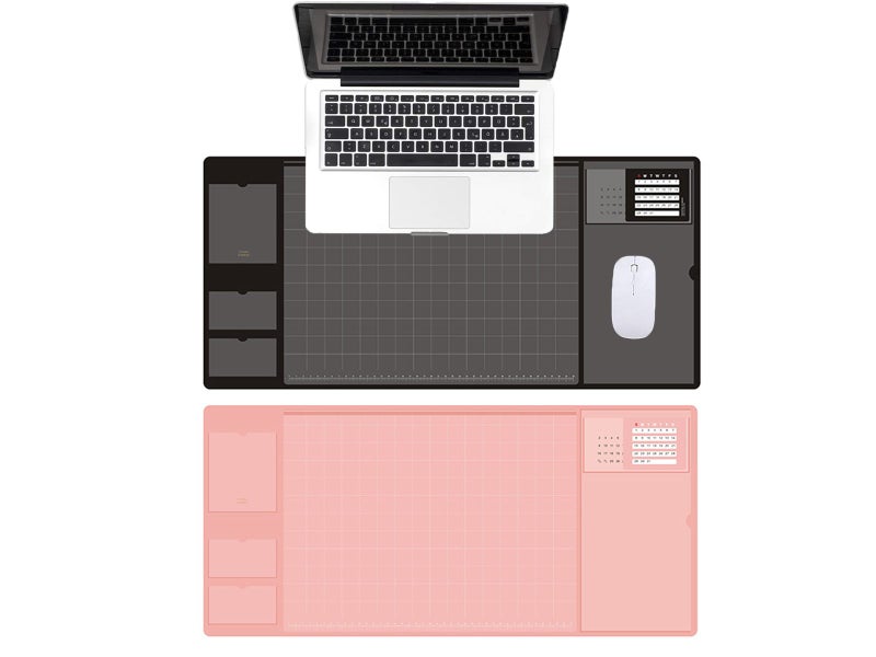2X Black Pink Office Mouse Mat with Waterproof PVC Cover Visible Pocket for Card Carousel 1