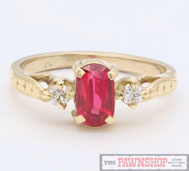 Handmade 18ct Synthetic Ruby and 2 Diamond Ring - $2,500628632319322901115