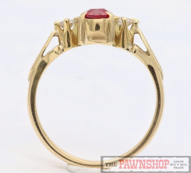 Handmade 18ct Synthetic Ruby and 2 Diamond Ring - $2,50062863231932290112