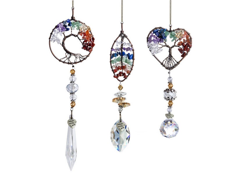 3Pcs Hanging Rhinestone Pendant Car Window Hanging Ornament Home Decoration Carousel 1