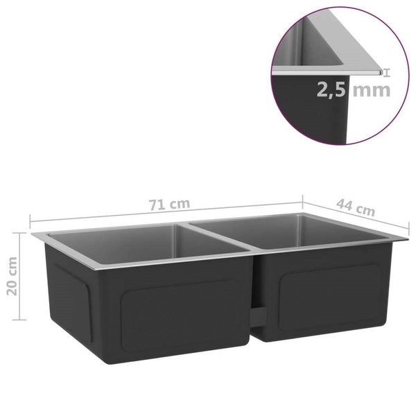 vidaXL Handmade Kitchen Sink Stainless Steel Carousel 7