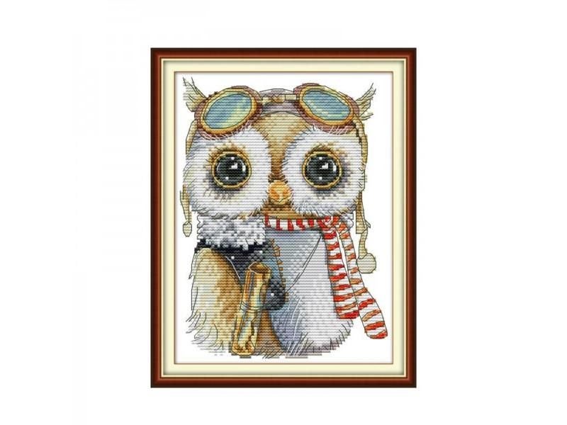 Joy Sunday Cute Owl Cross Stitch 11ct Printed Aida Fabric 14ct Counted Cross Carousel 1