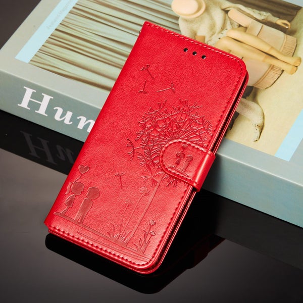 Galaxy S8 embossed PU leather wallet case dandelion red Carousel 2