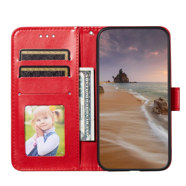 Galaxy S8 embossed PU leather wallet case dandelion red Carousel 6