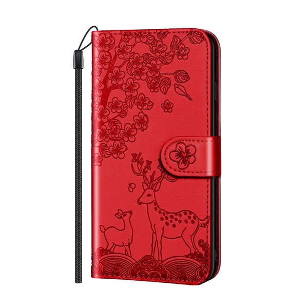 Google Pixel 3A embossed PU leather wallet case deer red Carousel 2