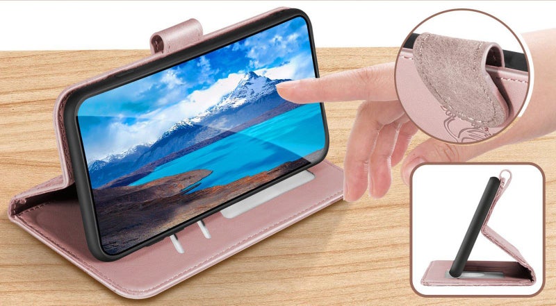 Iphone 13 mini 5.4" embossed PU leather wallet case deer rose gold Carousel 7