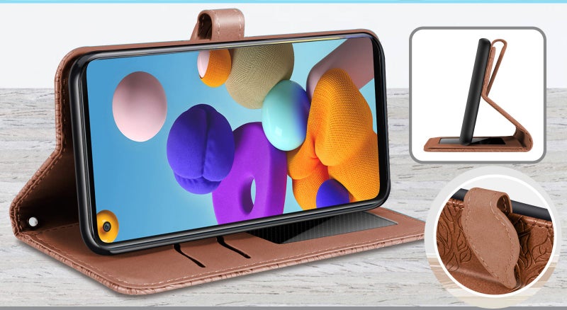 Vivo Y01 embossed PU leather wallet case tree brown Carousel 7
